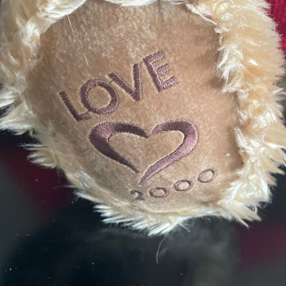 Millennial bear vintage gund curly haired bear stuffed animal red hood love 2000 - Picture 4 of 10